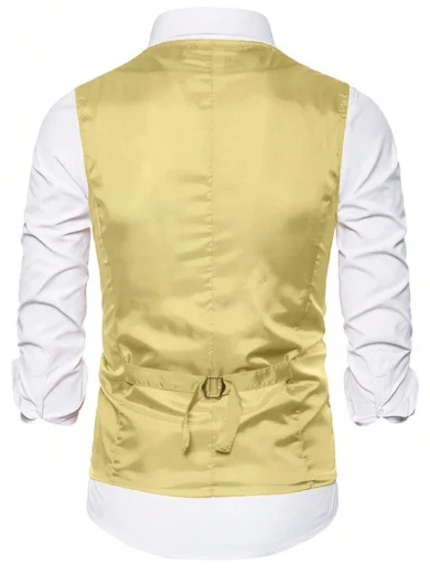 Officeau Men's Glamorous Gold Sequin Tuxedo Waistcoat, For Disco/Stage/Performance