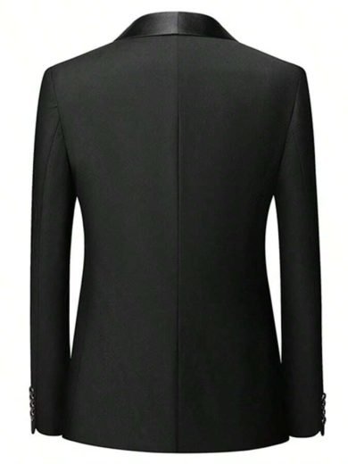 Men's Slim Fit 3 PiecesBusiness Formal Suit Set, Tuxedo Jacket, Pants And Vest For Social Events, Prom, Groom Wedding