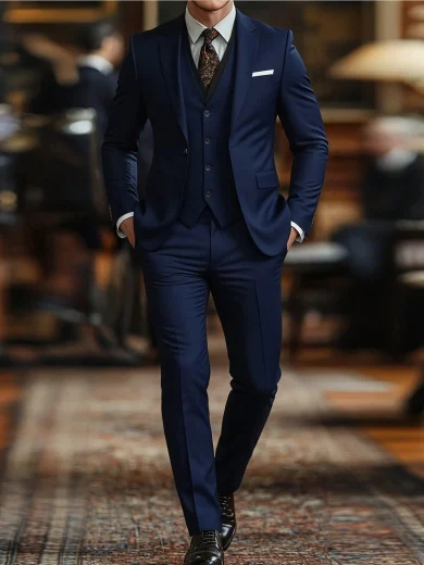 High Quality Men's Wedding Suit Jacket + Pants + Vest Men's Suit Set Slim Fit Tuxedo Men's Suit Jacket Custom British Style Groom Attire Business Suit