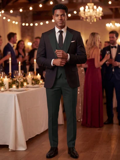 Men's Old Money Tuxedo 3 PiecesSuit Peak Lapel Blazer Vest Pants For Wedding Prom Formal XS-3XL