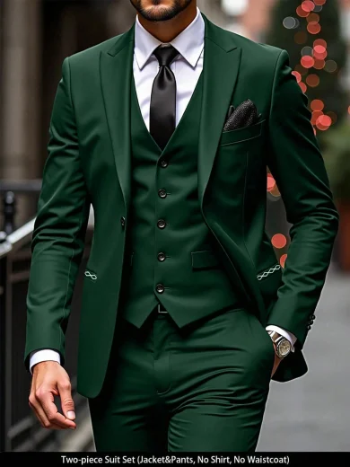 Calvornis Men's Emerald Green 2 Pieces Suit: Stylish Blazer & Pants Tuxedo For Formal Occasions For Ceremony Formal