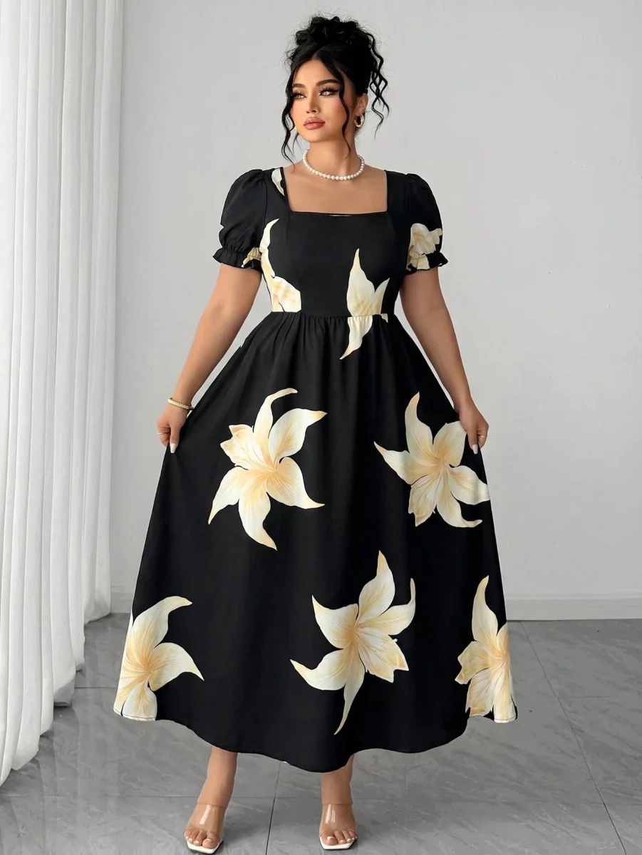 Elenzga Plus Size Women's Elegant Vintage Polka Dot Tie-Up Butterfly Collar Short Sleeve Dress, Spring/Summer 14 Elenzga Plus Size Women's Elegant Vintage Polka Dot Tie-Up Butterfly Collar Short Sleeve Dress, Spring/Summer