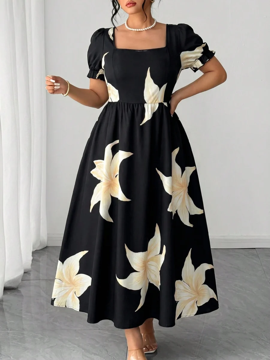 Elenzga Plus Size Women's Elegant Vintage Polka Dot Tie-Up Butterfly Collar Short Sleeve Dress, Spring/Summer 15 Elenzga Plus Size Women's Elegant Vintage Polka Dot Tie-Up Butterfly Collar Short Sleeve Dress, Spring/Summer