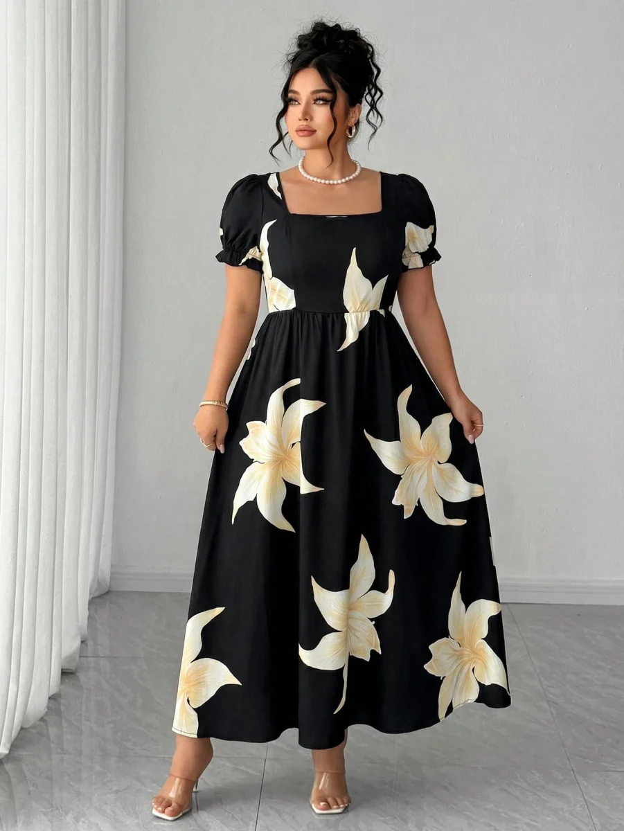 Elenzga Plus Size Women's Elegant Vintage Polka Dot Tie-Up Butterfly Collar Short Sleeve Dress, Spring/Summer 17 Elenzga Plus Size Women's Elegant Vintage Polka Dot Tie-Up Butterfly Collar Short Sleeve Dress, Spring/Summer