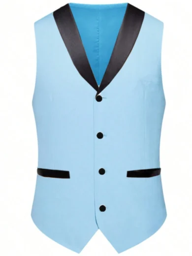 SuitGent 3 Pieces Men's High-Quality Business Suit, Color Block Groom Wedding Attire, Slim Fit Casual Suit Jacket And Trousers Set, Spring Tuxedo Suit