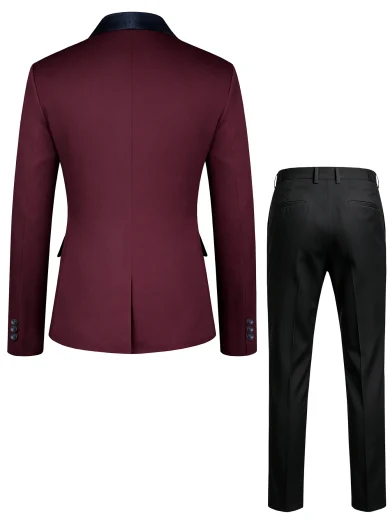 Calvornis Men's 2 Pieces Suit One Button Slim Fit Formal Wedding Prom Tuxedo Suits Blazer Pants,Prom Suits For Men,Prom Suits For Men,Groom Wedding Suit