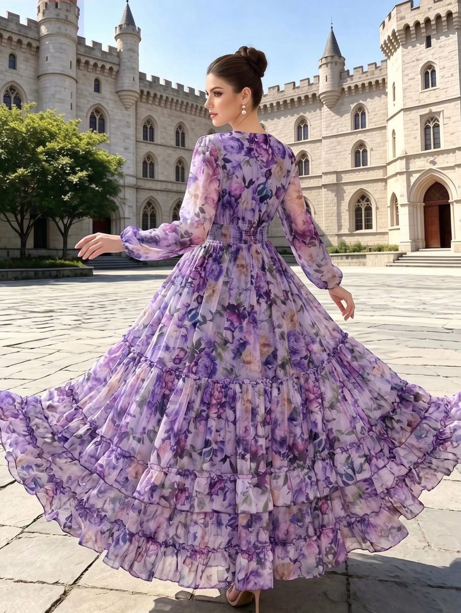 Women's Elegant Modern Printed Fashionable Luxury Flared Dress Vacation Summer 4 Women's Elegant Modern Printed Fashionable Luxury Flared Dress Vacation Summer