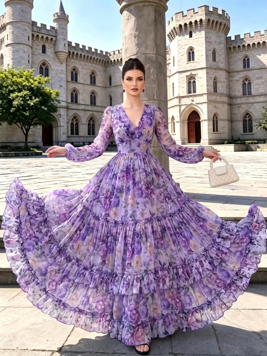 Women's Elegant Modern Printed Fashionable Luxury Flared Dress Vacation Summer 3 Women's Elegant Modern Printed Fashionable Luxury Flared Dress Vacation Summer