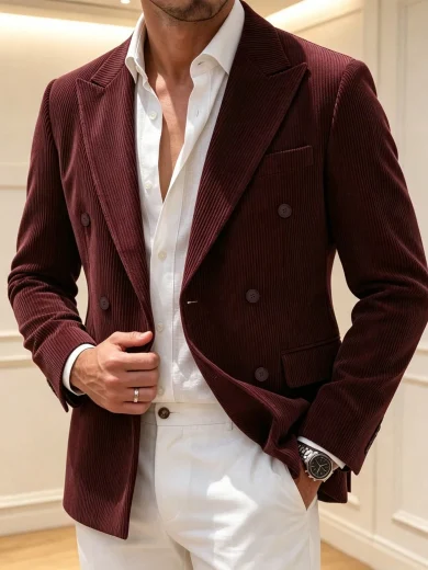 Men's Fashion Casual Peak Lapel Tuxedo Blazer, Long Sleeve Jacket, Suitable For Banquet, Wedding, Dinner Party, Gathering, Elegant Suit Jacket