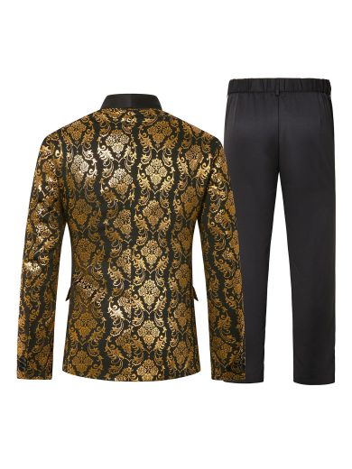 Modcrash Men's Shiny Sequin Satin Lapel Blazer, Bar Nightclub Singer Stage Performance Formal Suit Jacket, Party Banquet Tuxedo