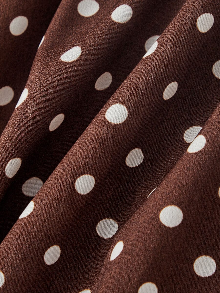 MOD Plus Size Brown Long Vintage Polka Dot Sleeveless Dress With Belt Elegant Commute Back-To-School ,Autumn Outfit,Formal Vacation Homecoming Fall 9 MOD Plus Size Brown Long Vintage Polka Dot Sleeveless Dress With Belt Elegant Commute Back-To-School ,Autumn Outfit,Formal Vacation Homecoming Fall